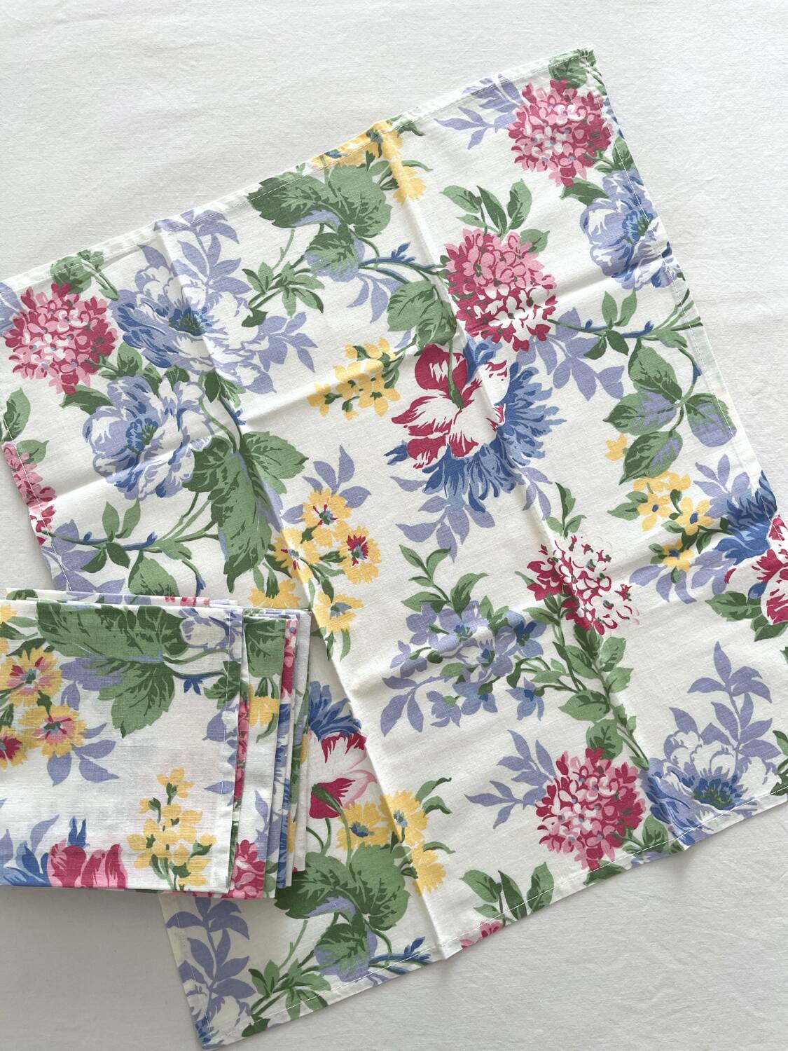 6 serviettes de table à fleurs en coton vintage