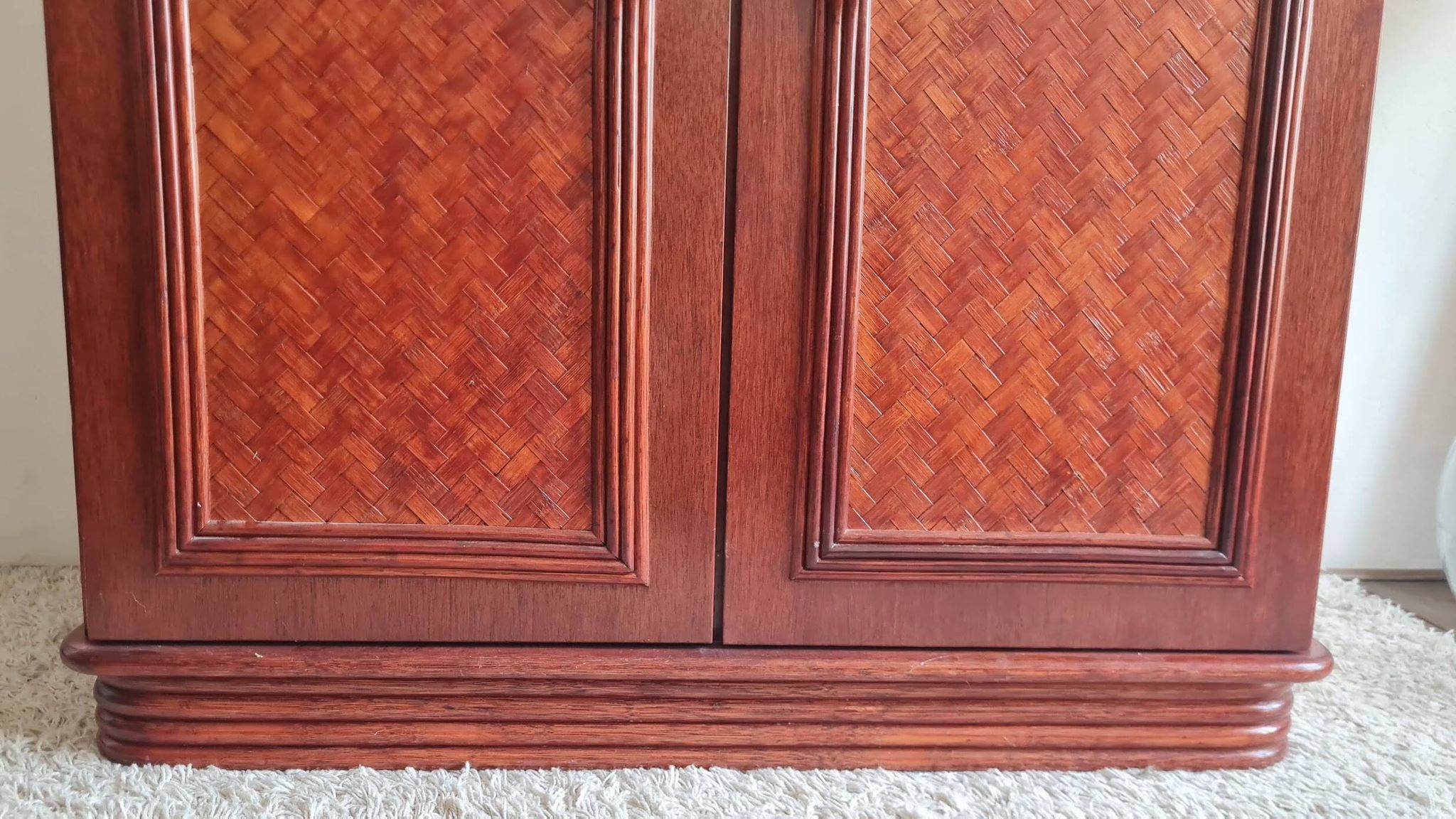 Rattan and wood sideboard from the 1970s.