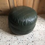 Green Sede leather pouf