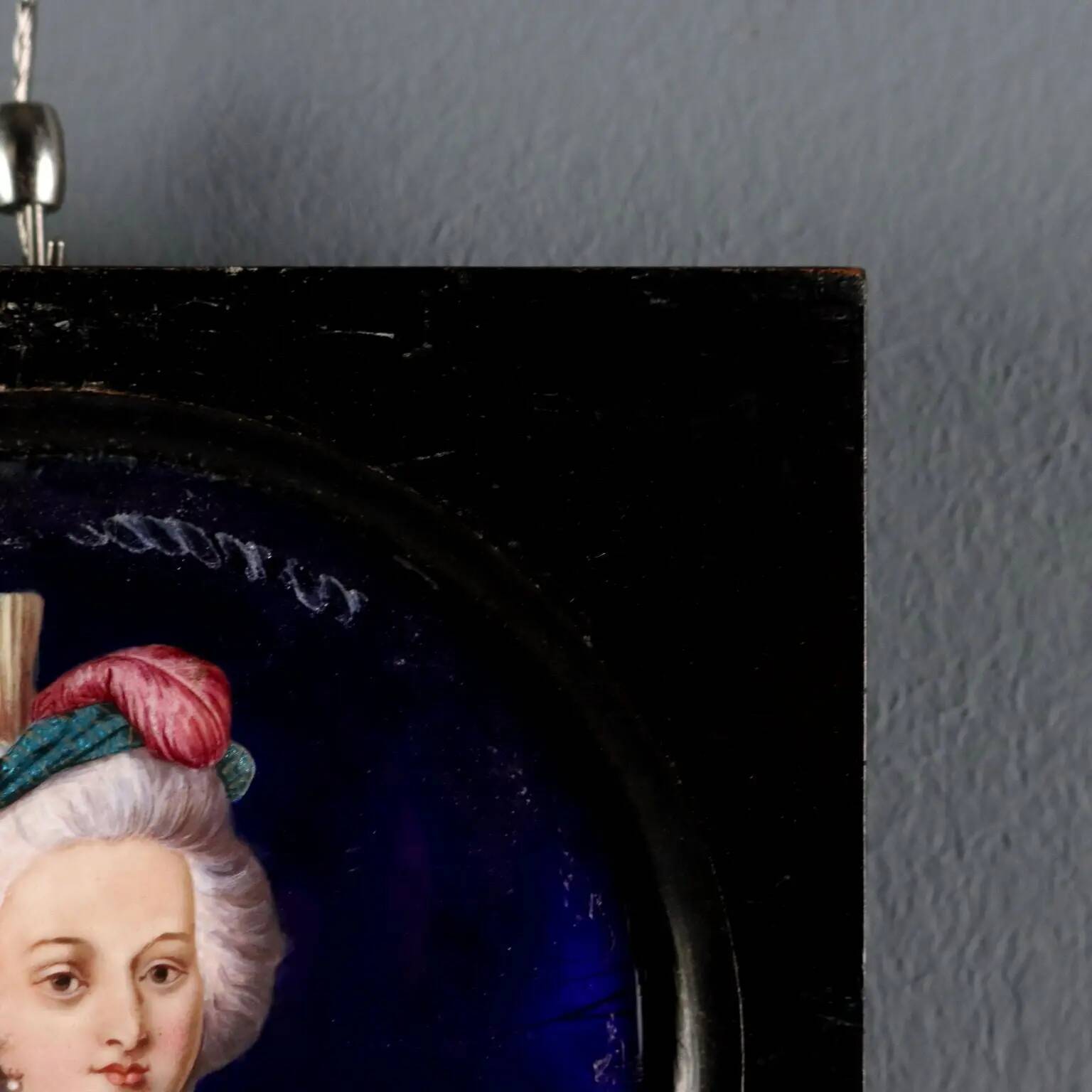 Ancient painting, portrait of a noble lady, Limoges enamels '800