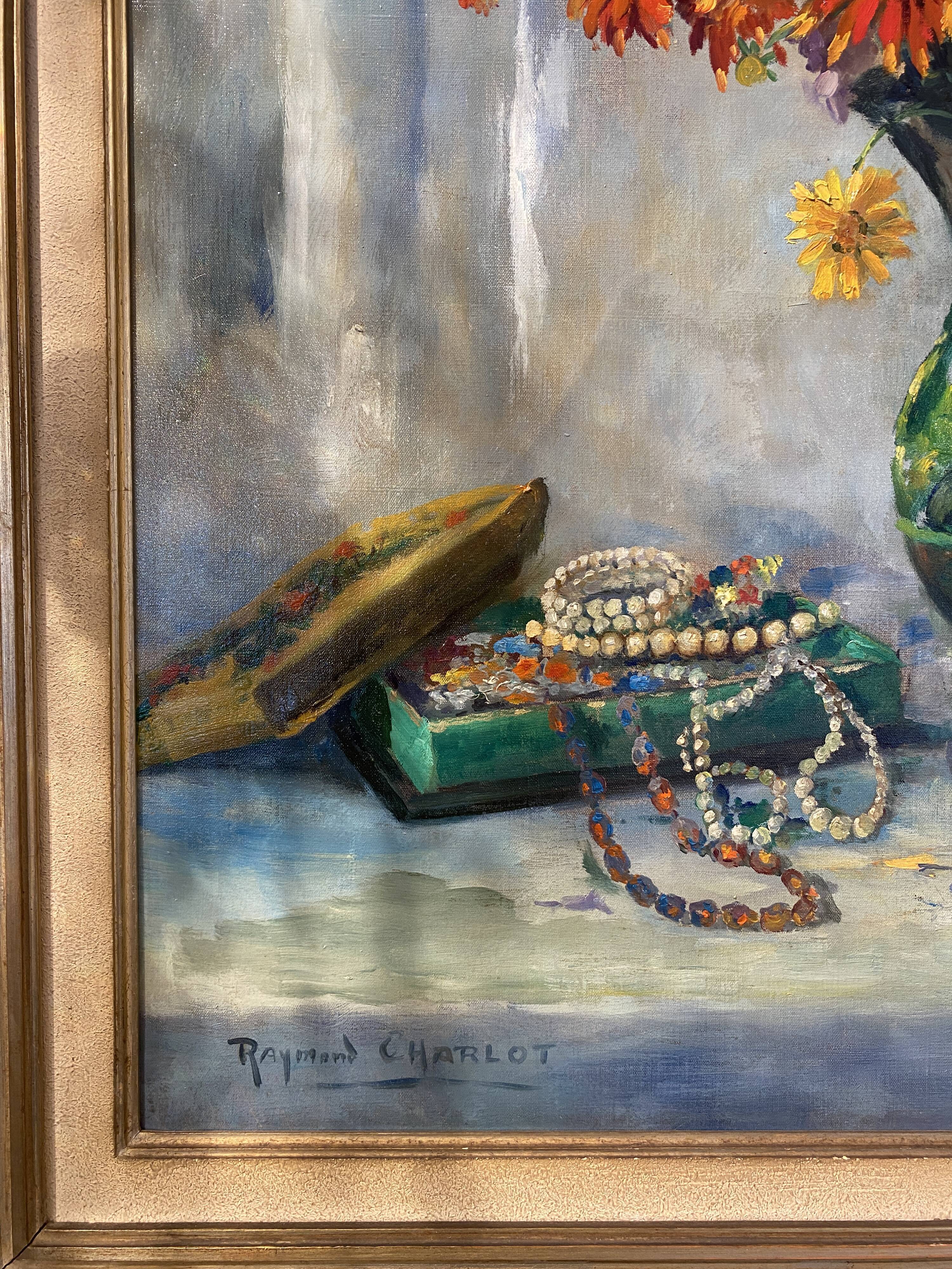 Tableau bouquet de fleurs par raymond charlot