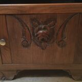 Bedside solid oak and brown marble