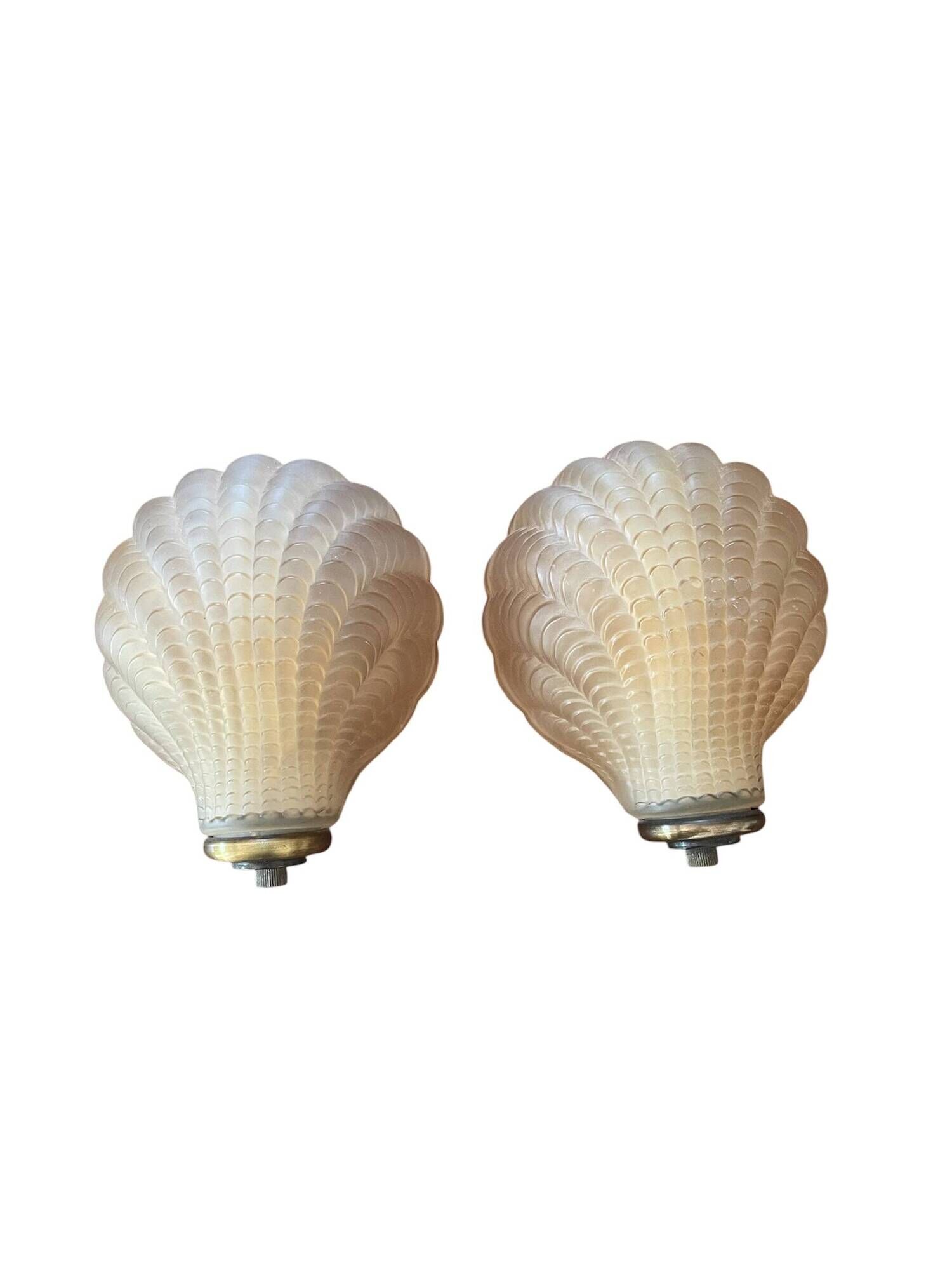 Pair of shell wall lights in frosted glass in Art Deco style.