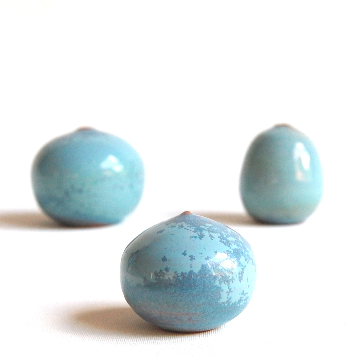 Water green miniature ceramic trio - sky blue Antonio Lampecco