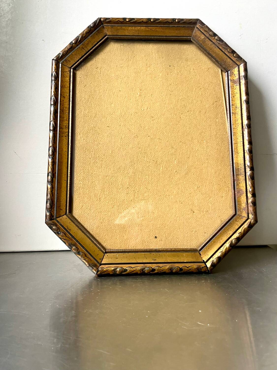 Antique Octagonal brass metal frame 30 cm  x 23 cm