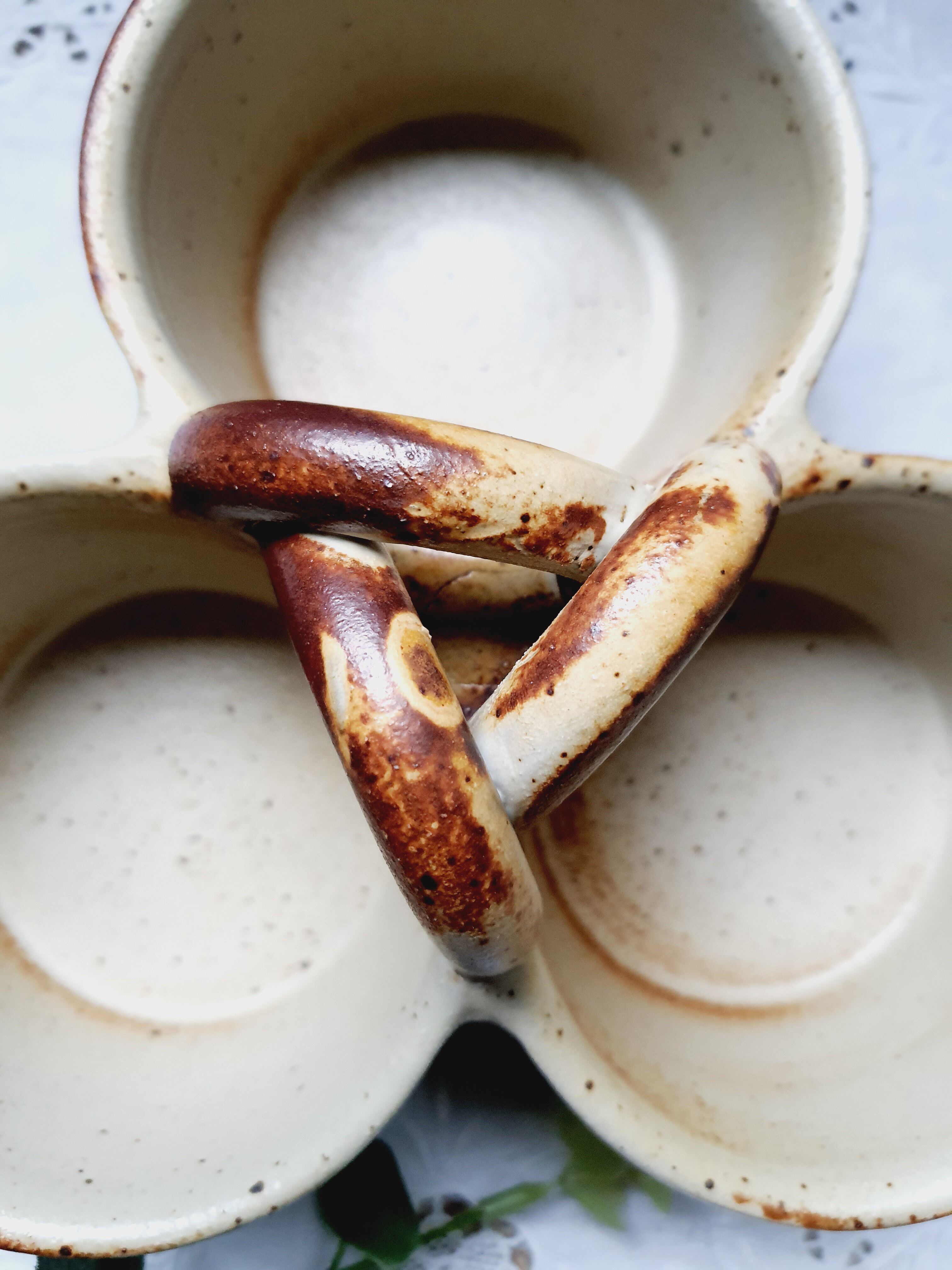 Triple appetizer dish in vintage sandstone