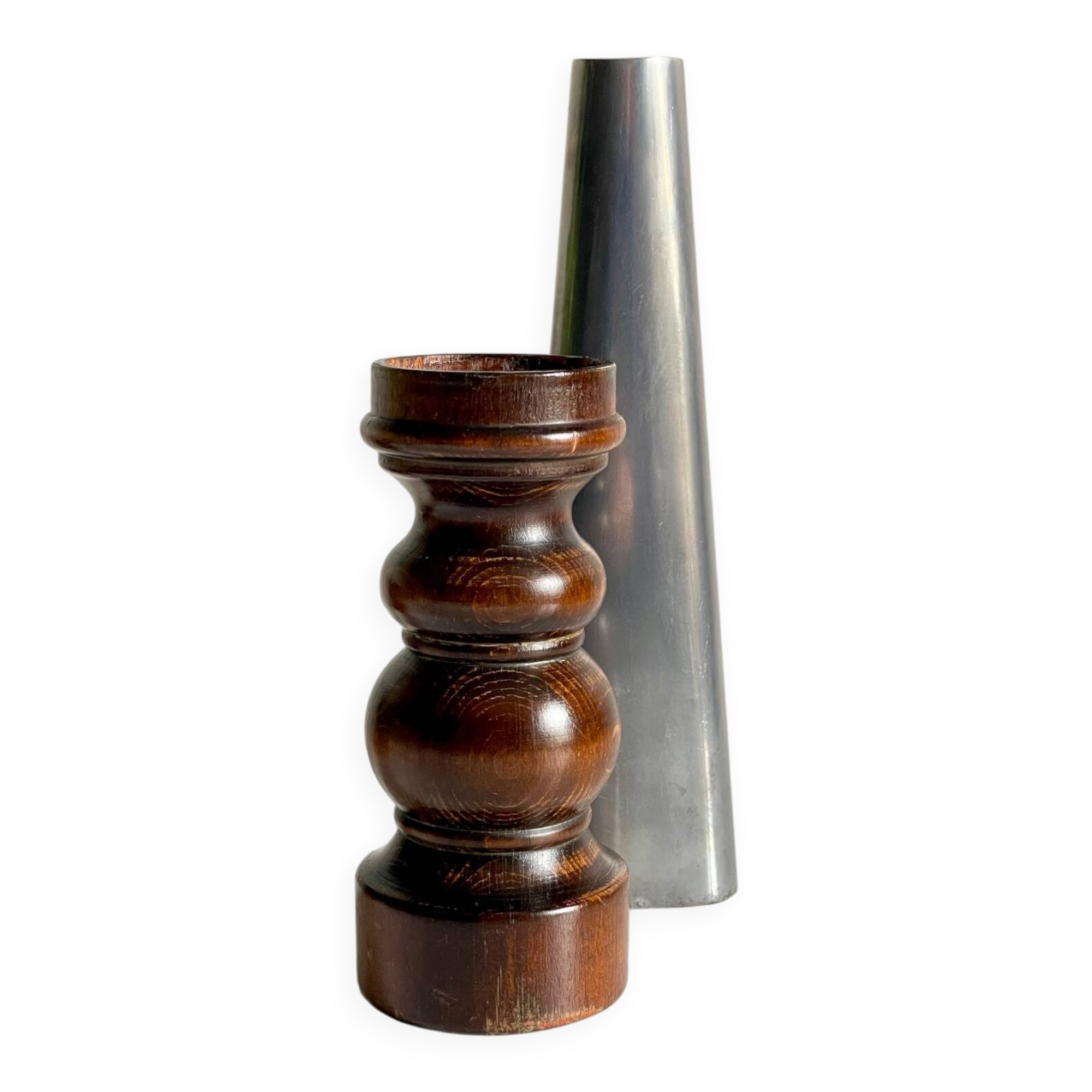 Vintage ikea wood and metal candle holders