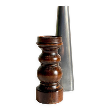 Vintage ikea wood and metal candle holders