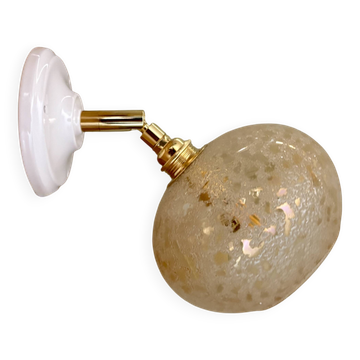 Vintage globe wall light in amber granite glass