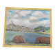 Tableau Paysage animé au lac – Huile signée