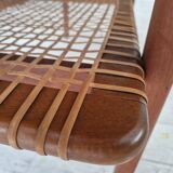 1970s, Scandinavian coffee table, original condition, teak wood, rattan.