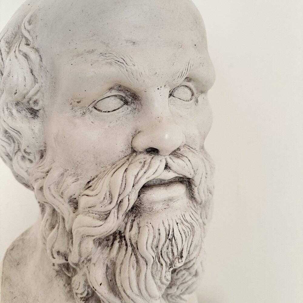 White Bust of Socrates, 1940, Plaster on a Black Marble Base