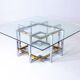 Geometrical brass & chrome coffee table, Belgium 1970s