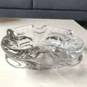 Transparent Murano Bullicante Ashtray/Small Bowl. Diameter 21 cm.