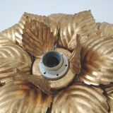 Flower wall lamp leaves golden metal 40cm