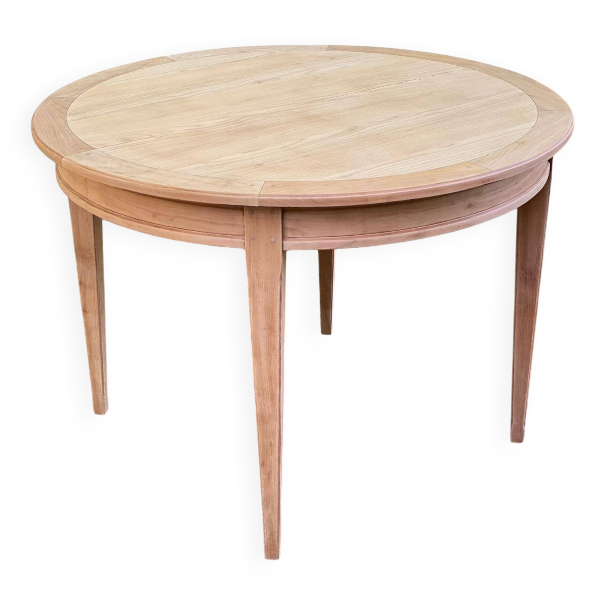 Table ronde extensible Louis XVI en chêne massif brut 210cm XIXème
