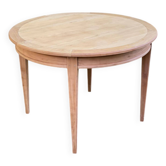 Table ronde extensible Louis XVI en chêne massif brut 210cm XIXème