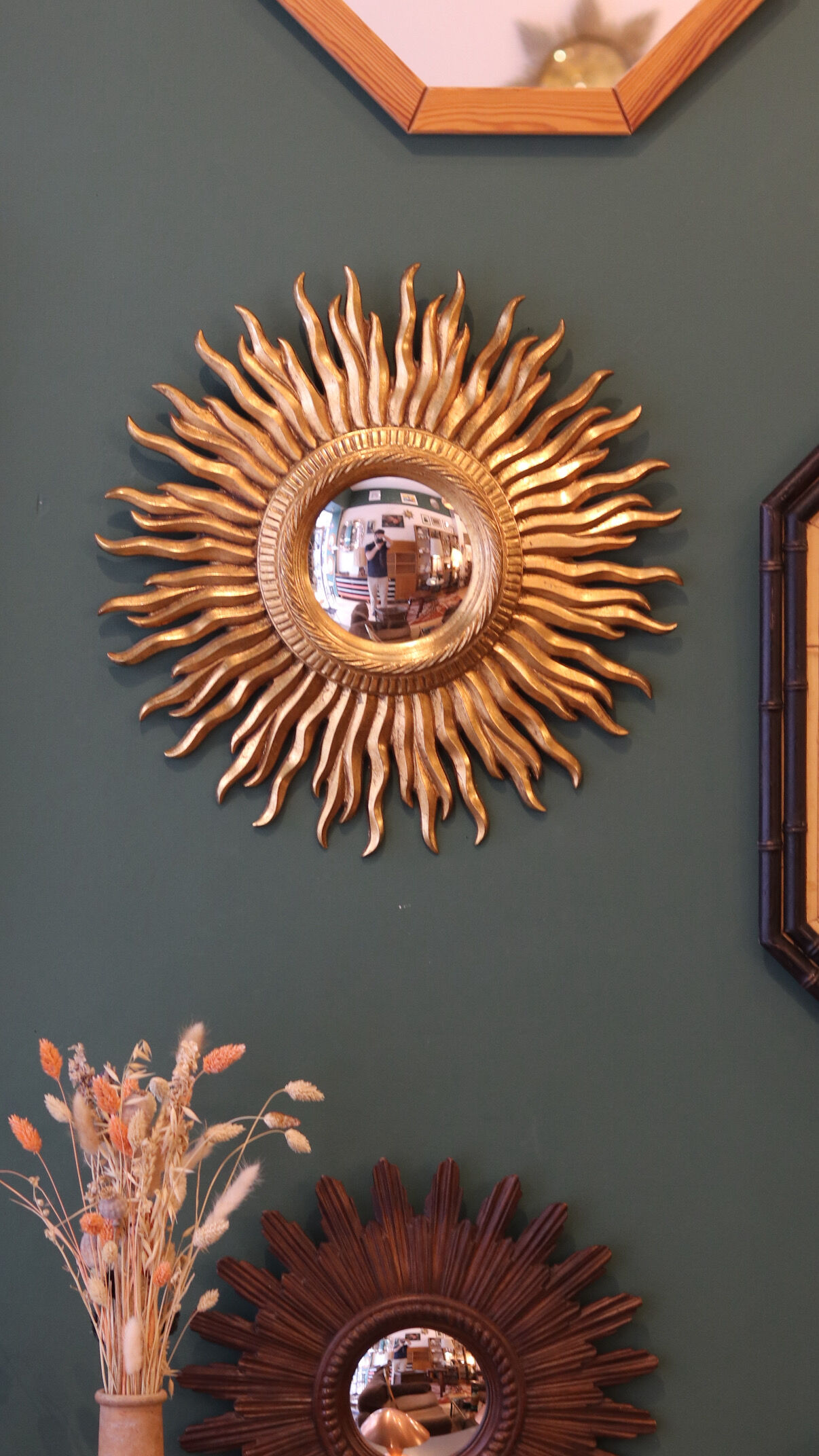 Vintage sun mirror with witch's eye mirror