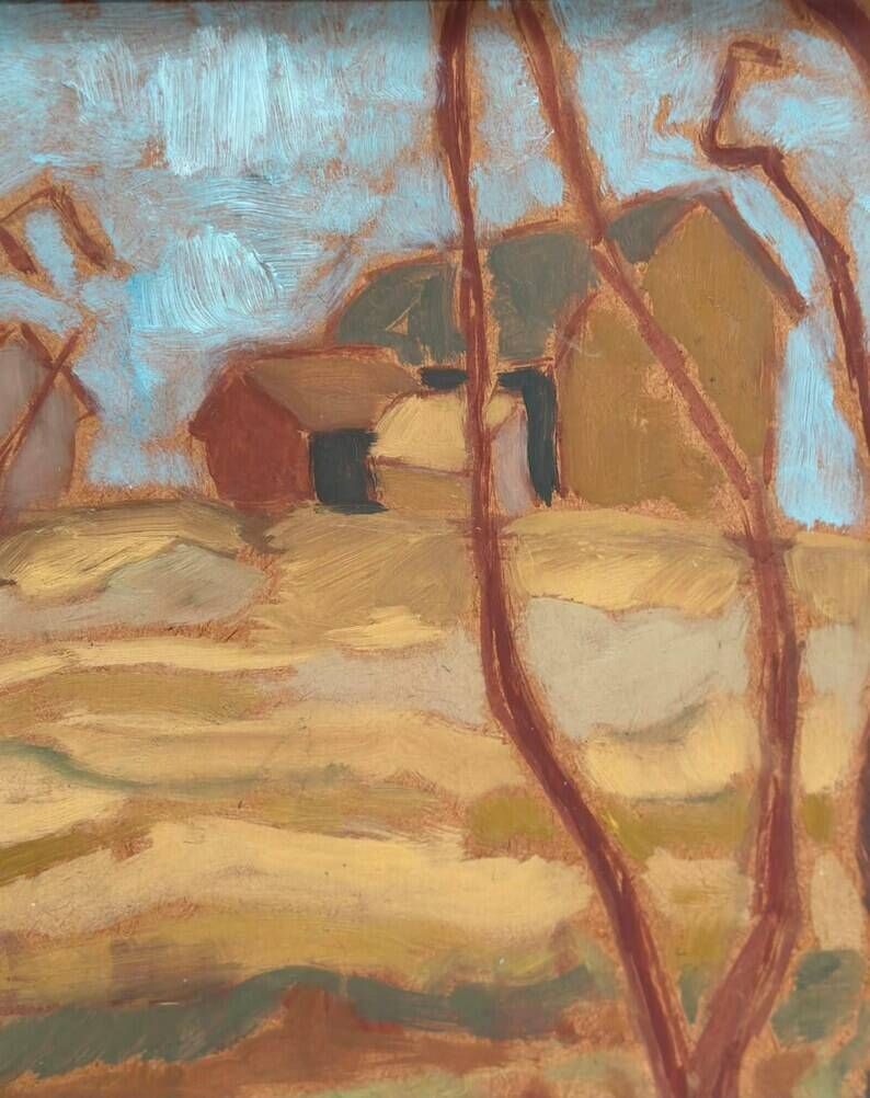 Original Swedish Oil on Panel – "Autumn Landscape" – Signed – Vintage and Framed – 46 × 36 cm (18.1" × 14.2")