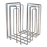 1980s Willi Glaeser Chrome Magazine Rack Record Rack Swiss Midcentury Style