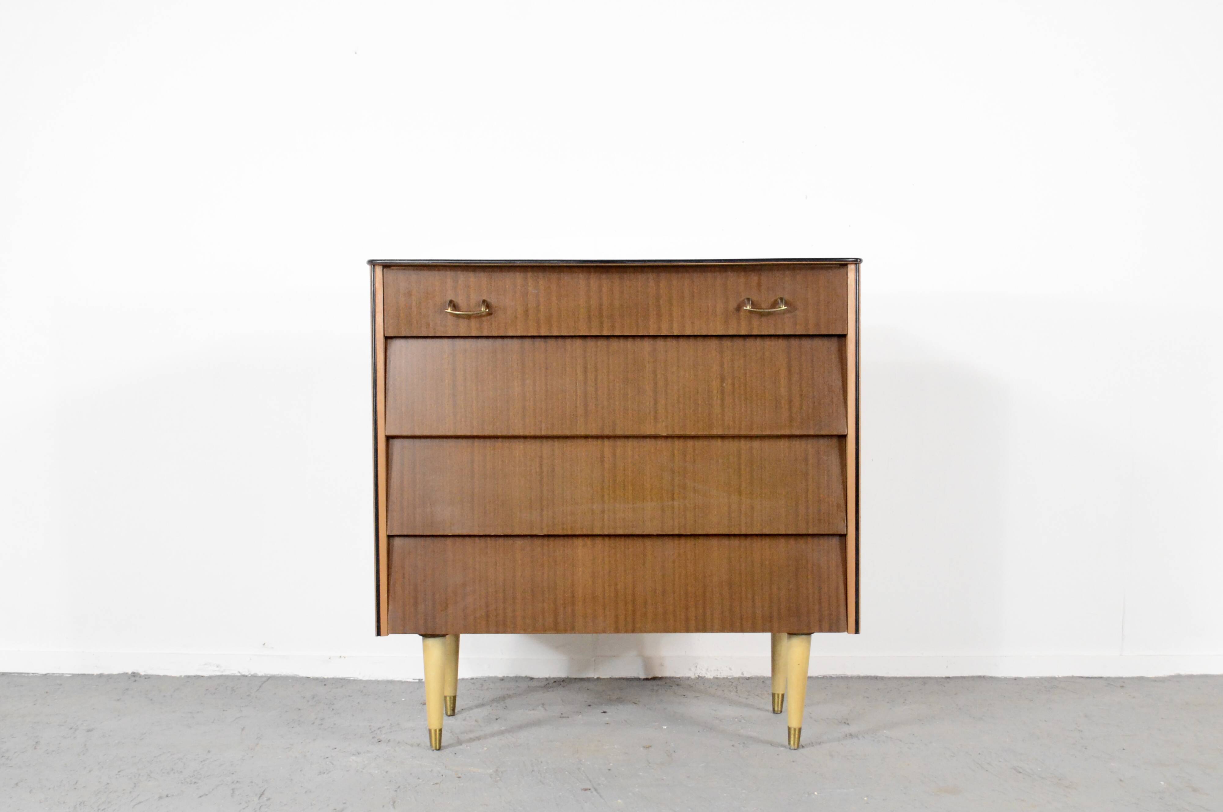 Commode / commode haute vintage du milieu du siècle Avalon en teck.