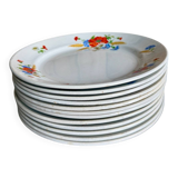 Set of 12 flat ironstone plates from Luneville