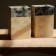 Pair of travertine and granite vases Art Deco