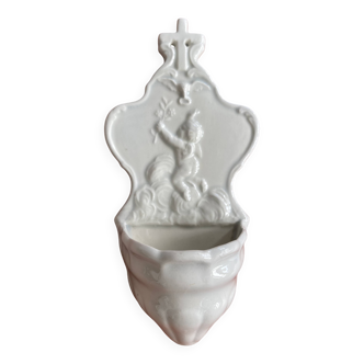 19th century porcelain angel holy water font