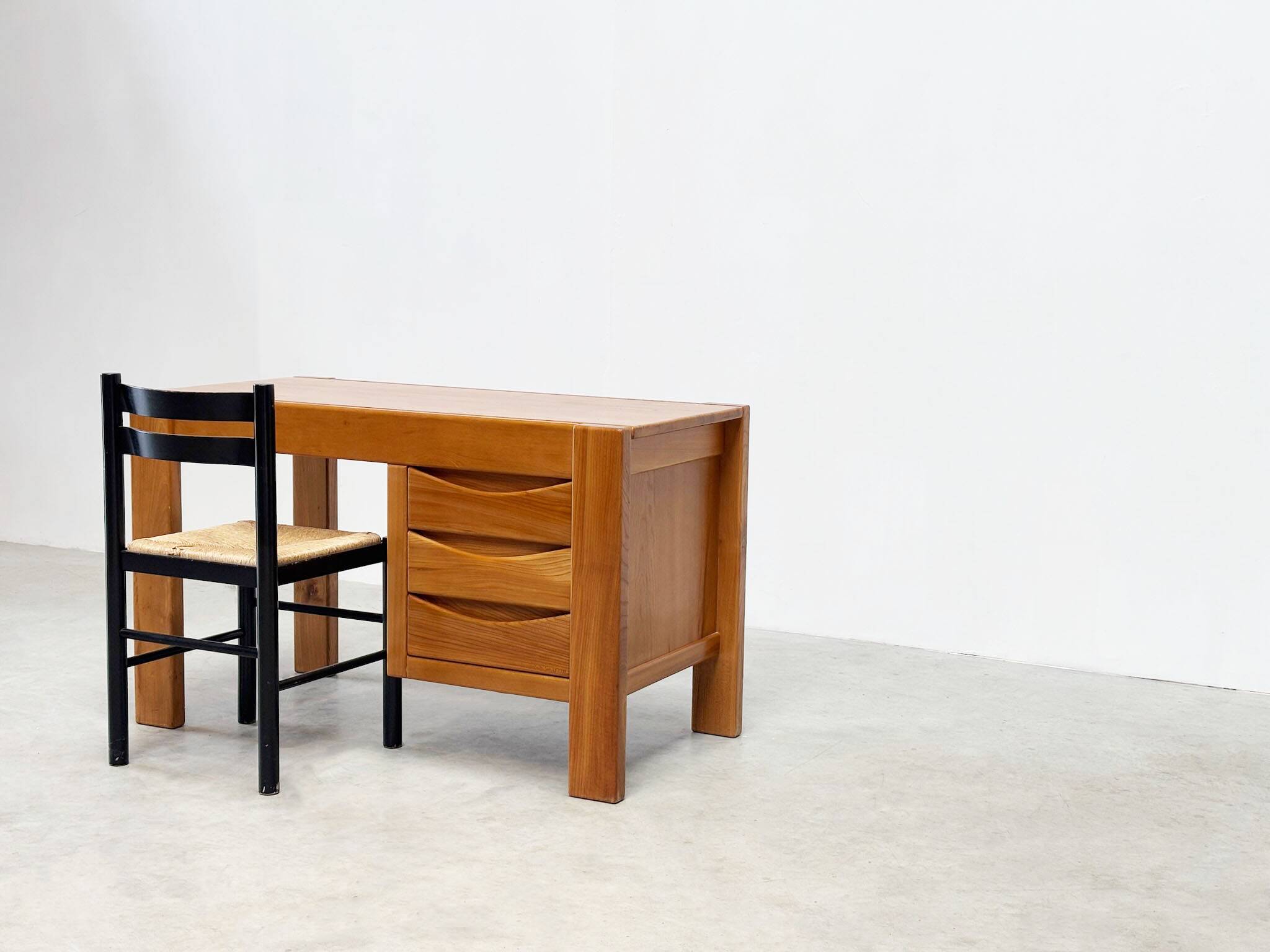 Solid elm desk by Roland Haeusler for Maison Regain