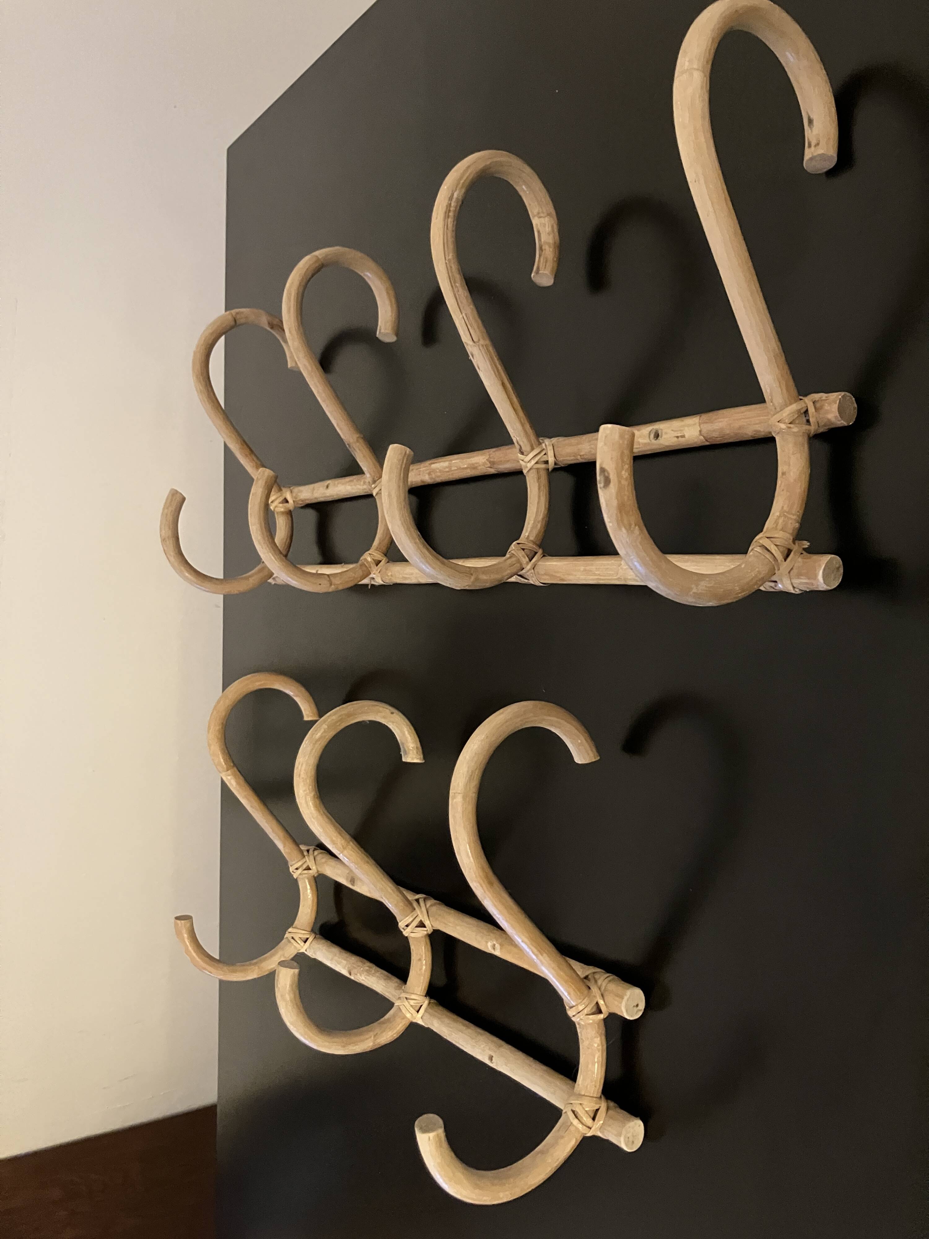 Porte manteau patère murale en bambou courbé