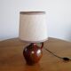 Vintage lamp 60s/70s foot glazed stoneware lampshade woven linen