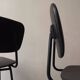 2 airborne chairs in black wired metal and black vegetable leather, design 1970