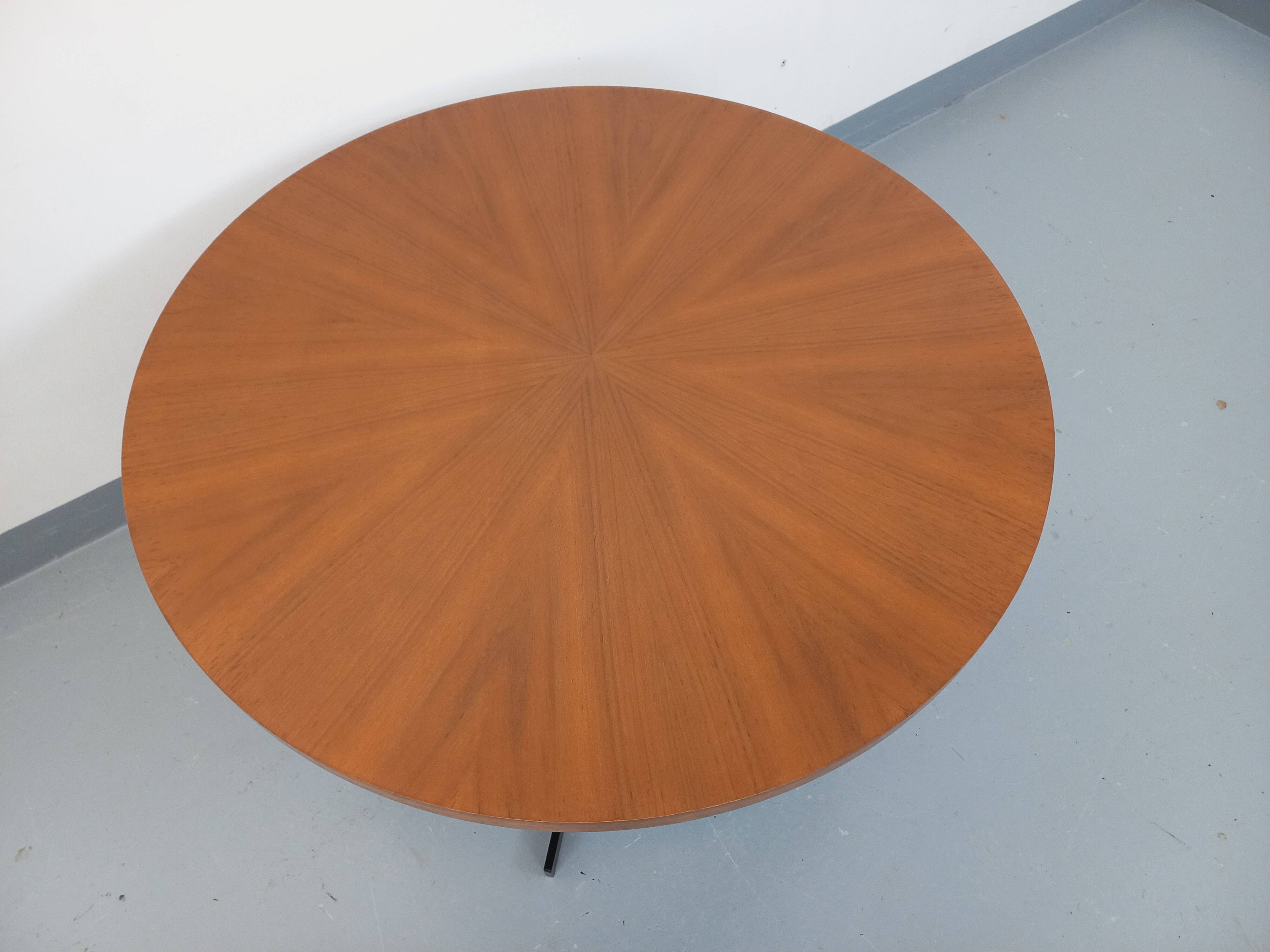 Large round coffee table in vintage Scandinavian style, modular into a table.