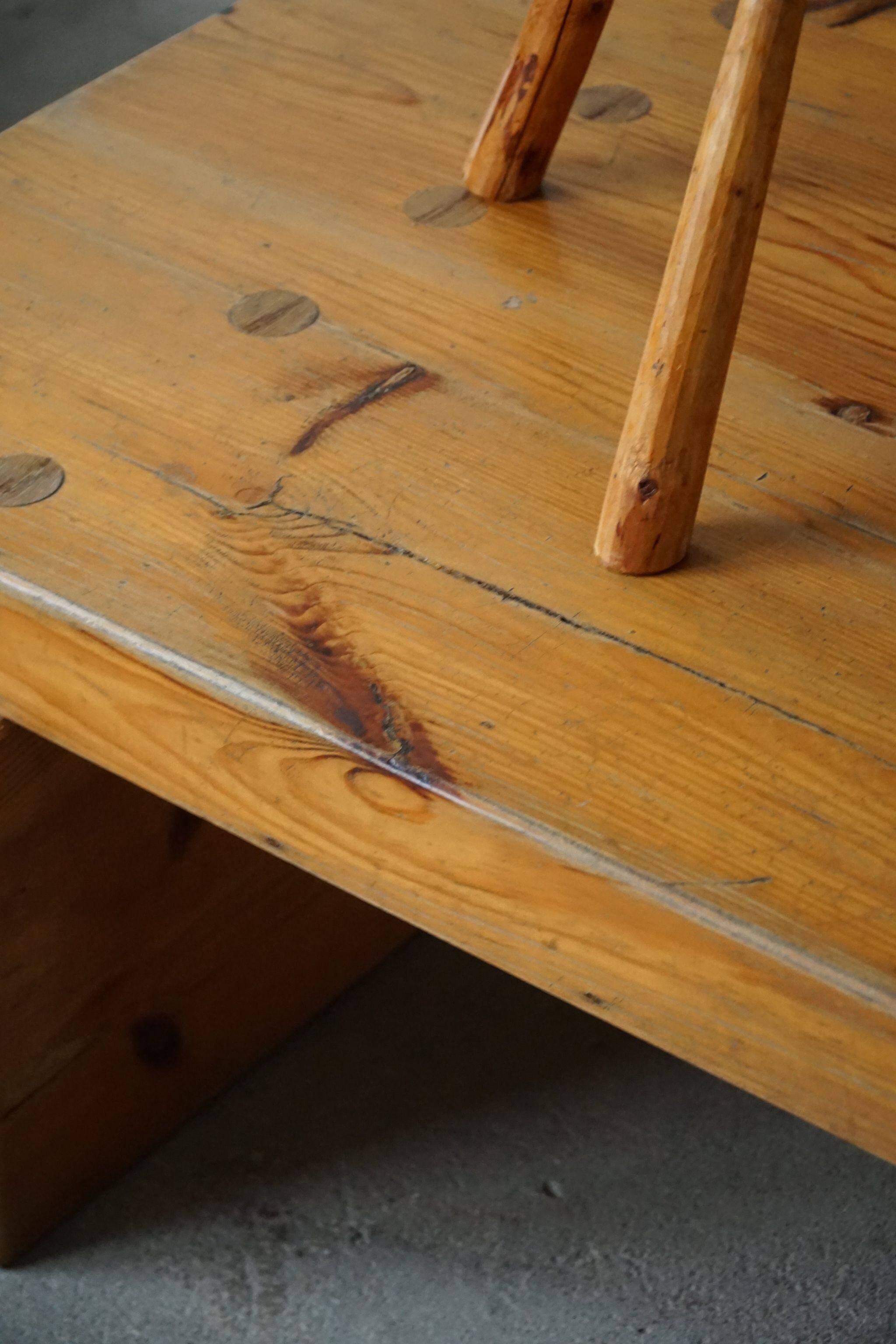 Rectangular pine coffee table from the mid-century by Roland Wilhelmsson, Ågasta, 1969.