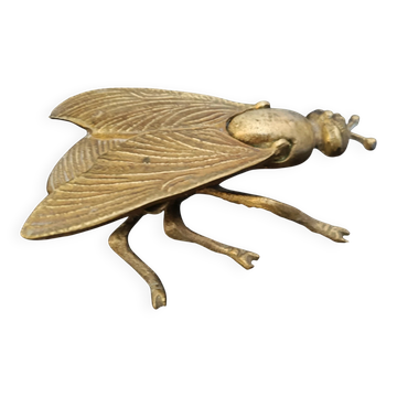 1950s ashtray: Golden metal cicada.