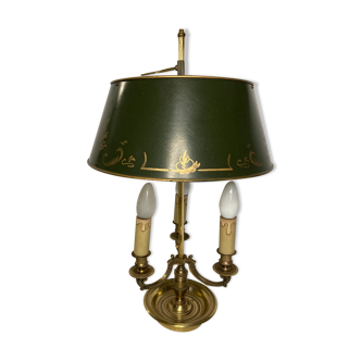 Lampe bouillote style Empire bronze abat-jour tôle XXème