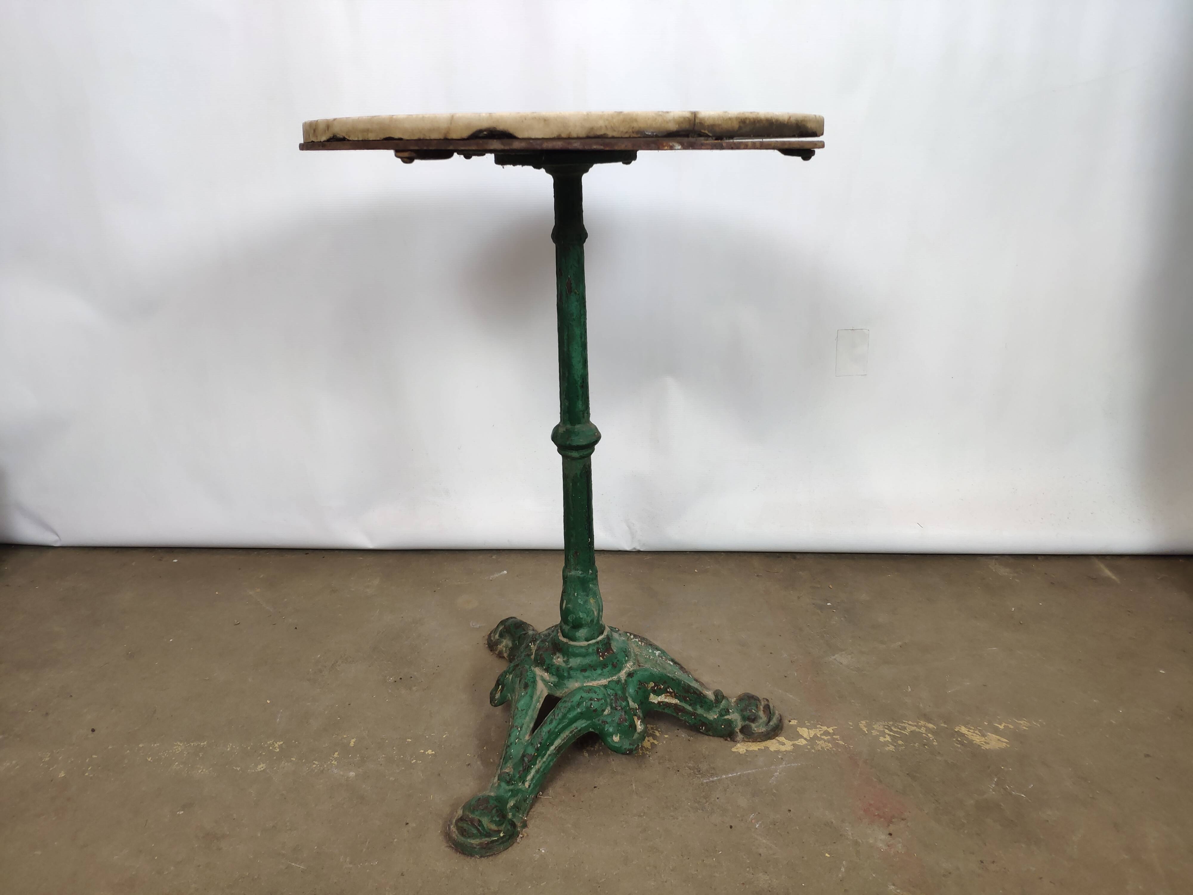 Marble marble and wrought iron vintage bistro table