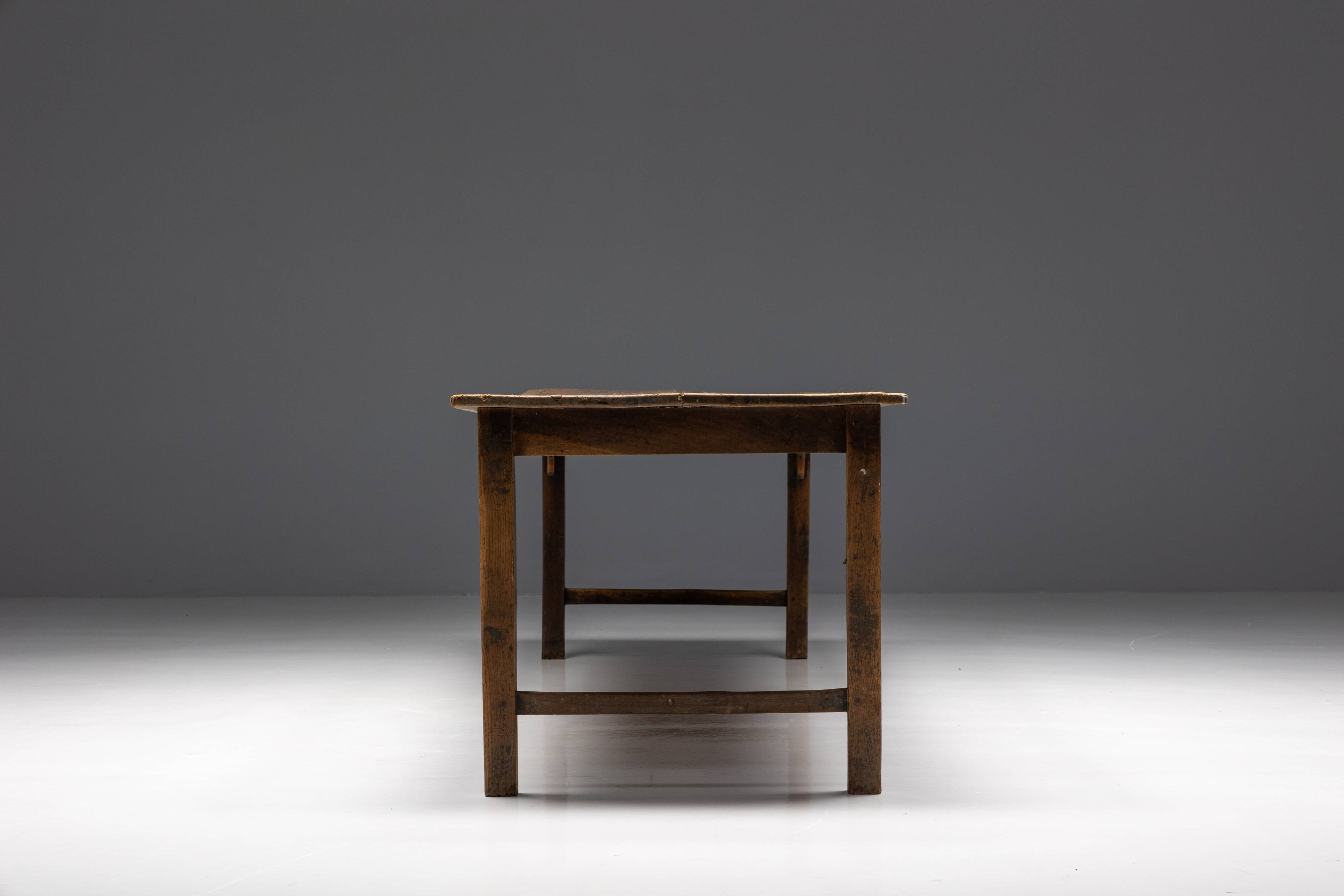 Rustic Primitive Farmhouse Dining Table, France, 19th Century