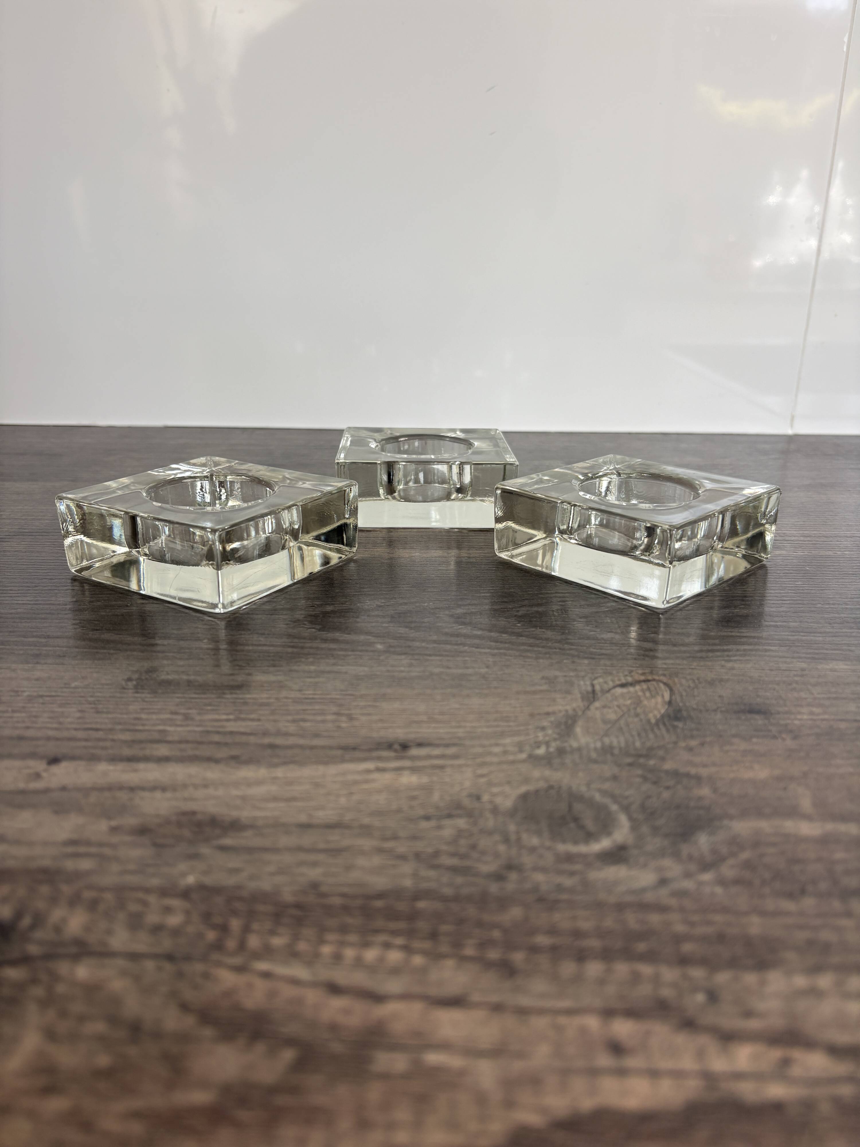 Set of 3 Cubic Glass Candle Holders
