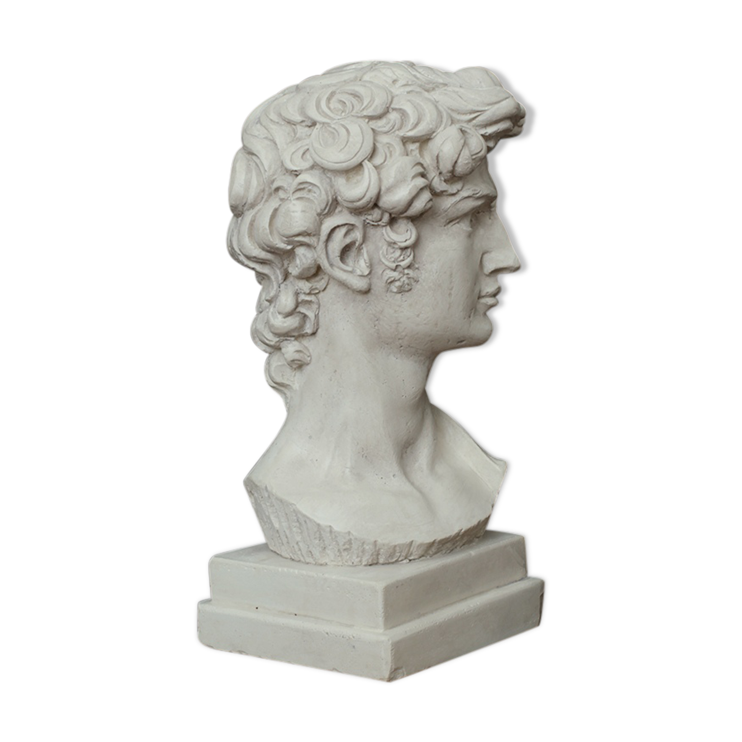 David head in waxed white concrete