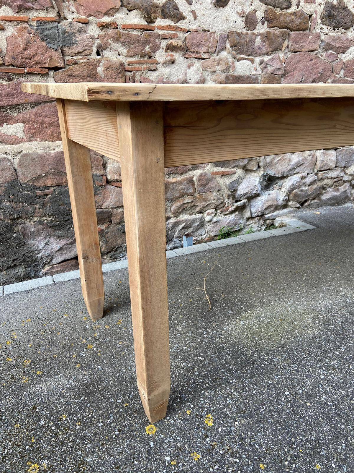 Large Alsatian bistro coffee table in raw natural fir French bistro table 1930