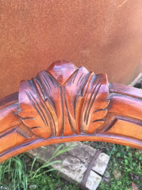 lot of 4 chairs Castle Chippendale, Louis XV late 1800s red velvet