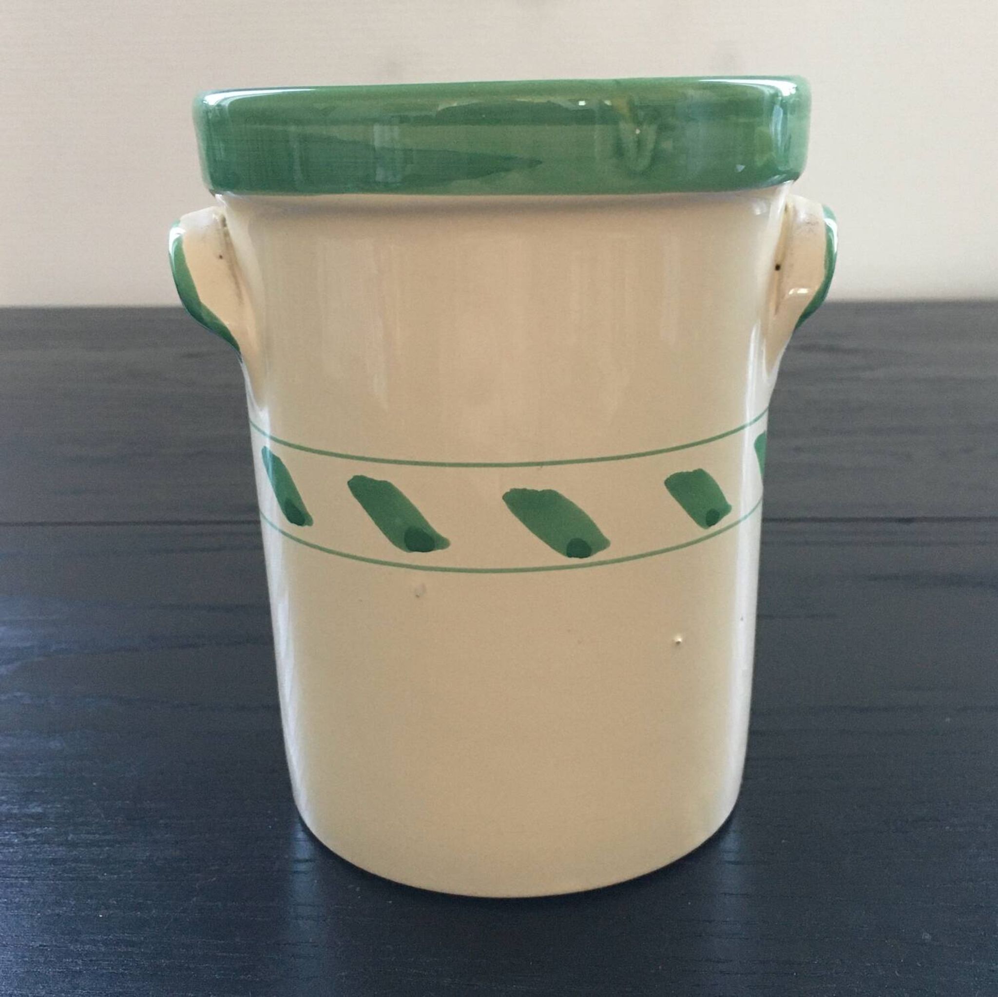Seau à glace en faïence jaune et verte