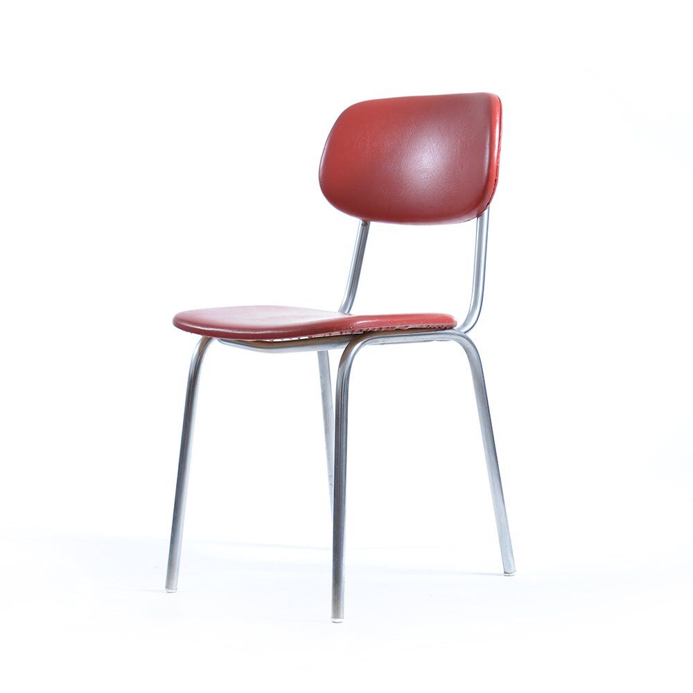 Red leatherette midcentury chair, Kovona, Czechoslovakia 1960s