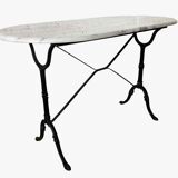 Oval marble and cast iron bistro table