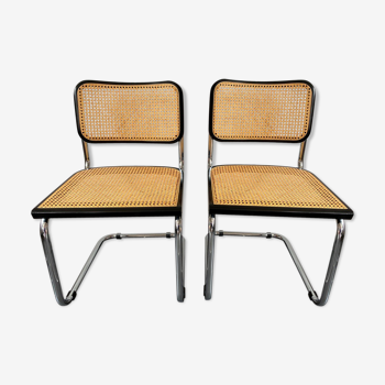 Pair of seat chairs Cesca B32 Marcel Breuer vintage 1970