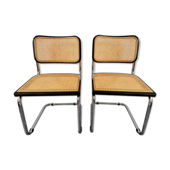 Pair of seat chairs Cesca B32 Marcel Breuer vintage 1970