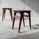 Paire de tabouret en bois massif - 1950