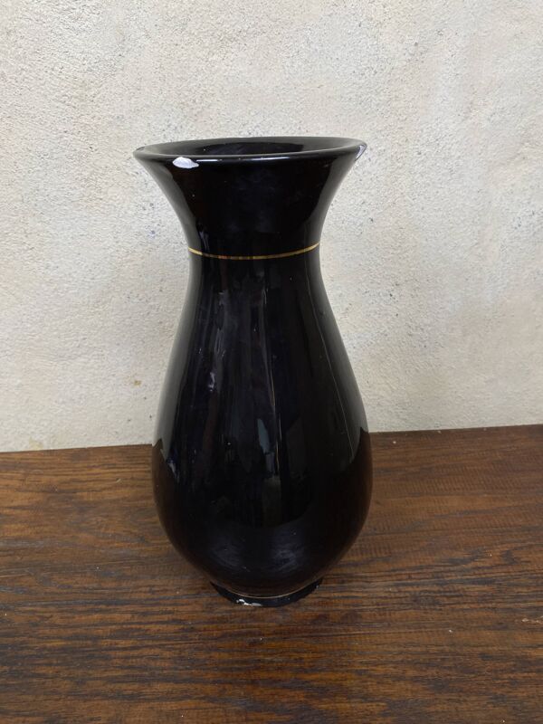 Vase asiatique japonais XX céramique noir