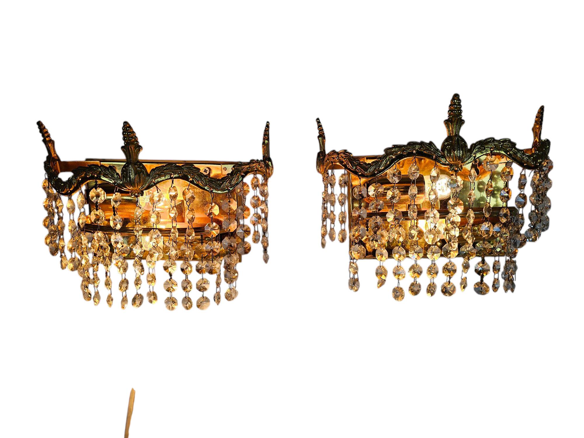 2 Strass wall lamps- gilded- 60's